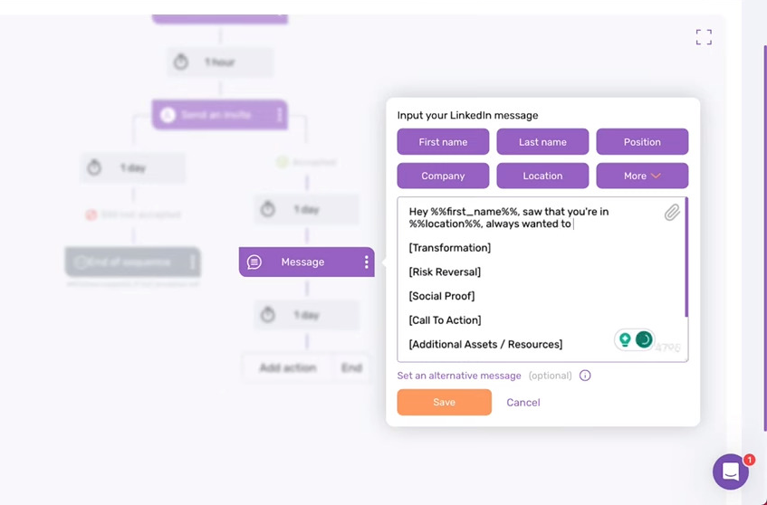 Modèle de message séquentiel Dripify pour l'envoi automatisé de messages sur LinkedIn