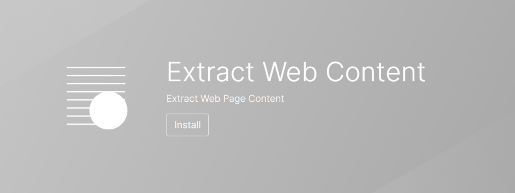 Install "Extract Web Content" application